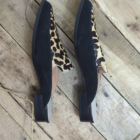 Boho Halogen Genuine Leather Leopard Printed Calf Hair Slip on Shoes - Picture 4 of 8